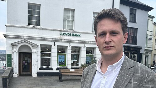 David Chadwick MP outside of Lloyds Brecon